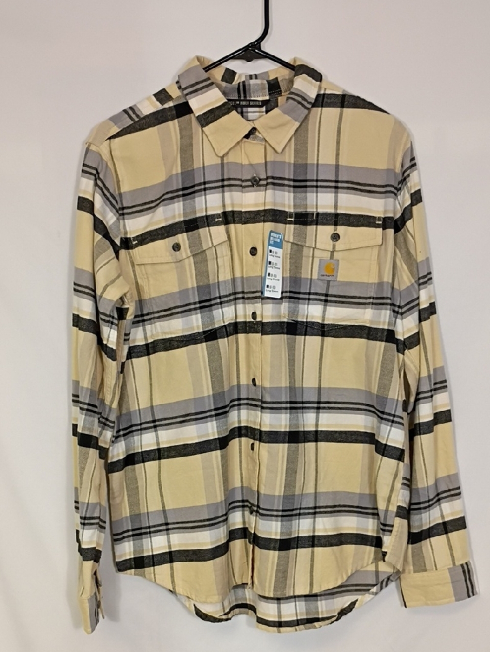 NWT Carhartt Women's Oat Milk Tencel Relaxed Fit Long Sleeve Button Down Sz Med